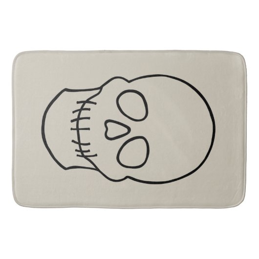 Skull - Bone White en Bat Black Badmat (Voorkant)