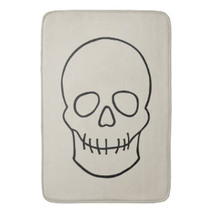 Skull - Bone White en Bat Black Badmat