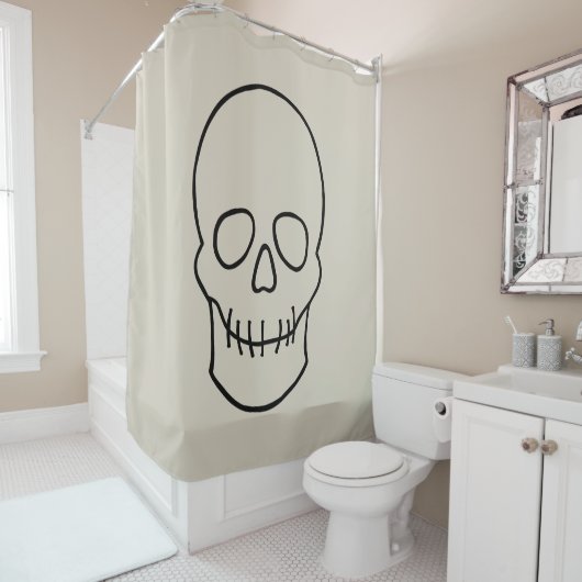 Skull - Bone White en Bat Black Douchegordijn (In situ)