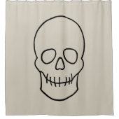 Skull - Bone White en Bat Black Douchegordijn (Voorkant)