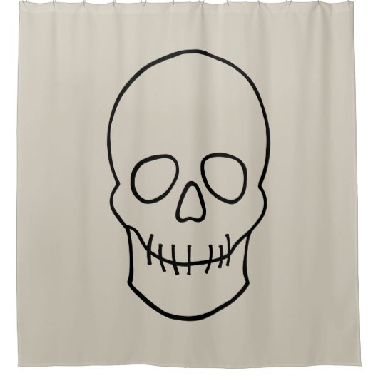 Skull - Bone White en Bat Black Douchegordijn (Voorkant)