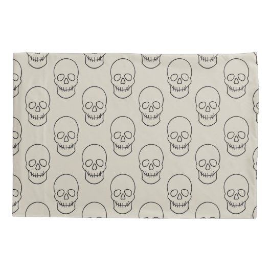 Skull - Bone White en Bat Black Kussensloop (Achterkant-Links)