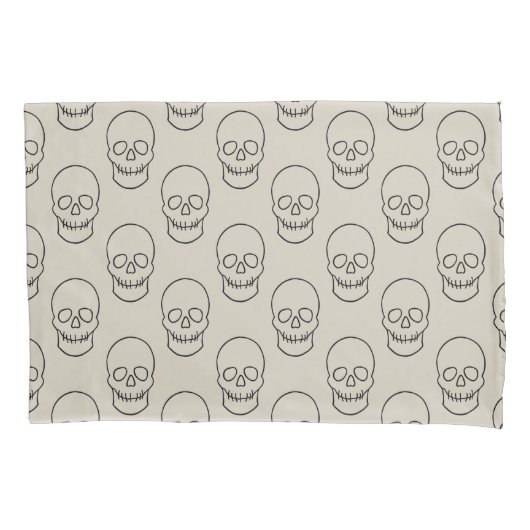 Skull - Bone White en Bat Black Kussensloop (Voorkant-Links)