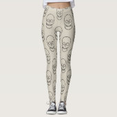 Skull - Bone White en Bat Black Leggings (Voorkant)