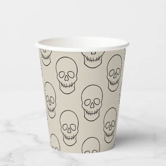 Skull - Bone White en Bat Black Papieren Bekers (Voorkant)