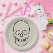Skull - Bone White en Bat Black Papieren Bordje (Feest)