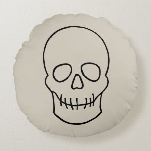 Skull - Bone White en Bat Black Rond Kussen