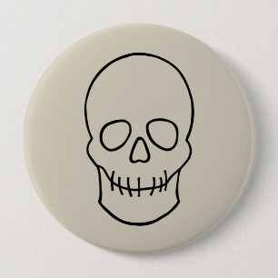 Skull - Bone White en Bat Black Ronde Button 4,0 Cm