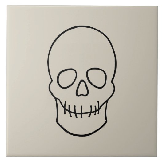 Skull - Bone White en Bat Black Tegeltje (Voorkant)
