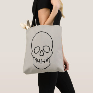 Skull - Bone White en Bat Black Tote Bag
