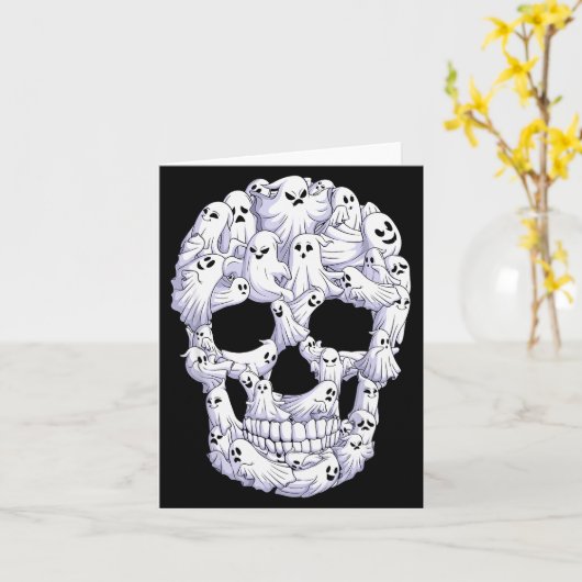 Skull Boo Ghost Funny Boo Ghosts Halloween Costume Kaart (Gele Bloem)