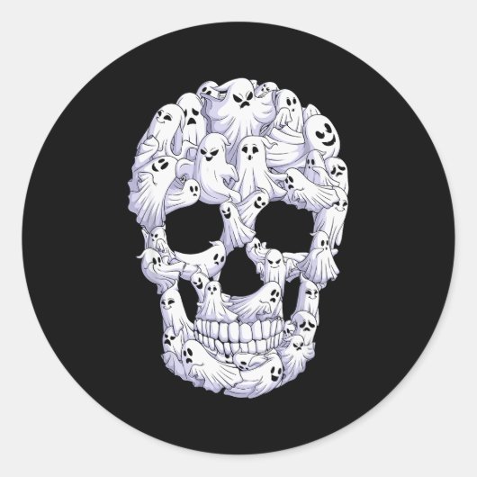 Skull Boo Ghost Funny Boo Ghosts Halloween Costume Ronde Sticker (Voorkant)