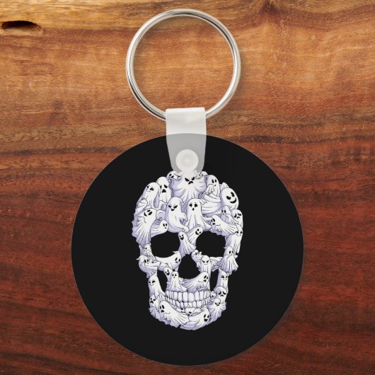 Skull Boo Ghost Funny Boo Ghosts Halloween Costume Sleutelhanger (Voorkant)