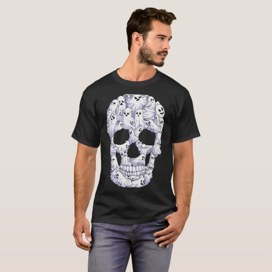Skull Boo Ghost Funny Boo Ghosts Halloween Costume T-shirt (Voorkant volledig)