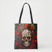 Skull Book Bag Verjaardagscadeau Naam toevoegen Tote Bag (Voorkant)