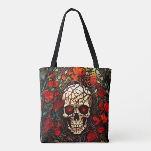 Skull Book Bag Verjaardagscadeau Naam toevoegen Tote Bag (Achterkant)