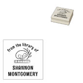 Skull Bookplate uit de Bibliotheek van Jouw naam B Rubberstempel (Gestempeld)