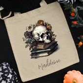  Skull Books Dark Academia Halloween Tote Bag