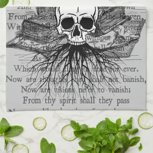 Skull & Books Kitchen Towel Theedoek (Gevouwen)