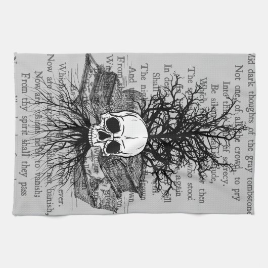 Skull & Books Kitchen Towel Theedoek (Horizontaal)