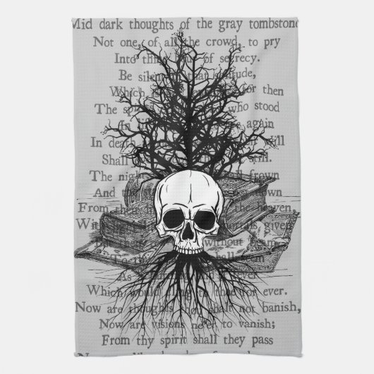 Skull & Books Kitchen Towel Theedoek (Verticaal)
