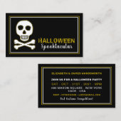 Skull & Botten, Gold Halloween Party Ticket Invite Informatiekaartje (Voorkant / Achterkant)