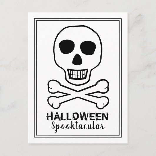 Skull & Botten, Halloween Party Invitation Aankondigingskaart (Voorkant)