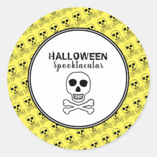 Skull & Botten, Halloween Party Ronde Sticker