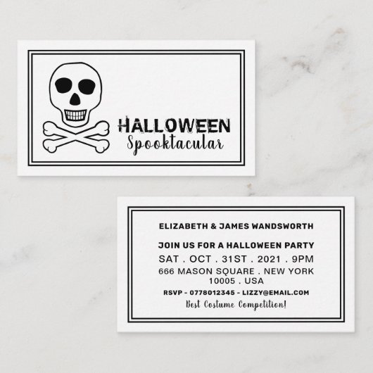 Skull & Botten, Halloween Party Ticket Invitation Informatiekaartje (Voorkant / Achterkant)