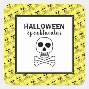 Skull & Botten, Halloween Party Vierkante Sticker
