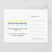 Skull & Botten, Neon Halloween Party Invitation Aankondigingskaart (Achterkant)