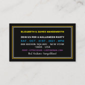 Skull & Botten, Neon Halloween Party Ticket Invite Informatiekaartje (Achterkant)