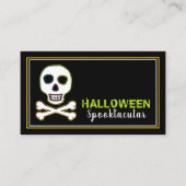 Skull & Botten, Neon Halloween Party Ticket Invite Informatiekaartje (Voorkant)