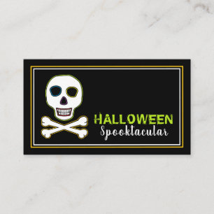 Skull & Botten, Neon Halloween Party Ticket Invite Informatiekaartje