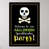 Skull & Botten, Neon Halloween Welcome Sign Poster (Voorkant)