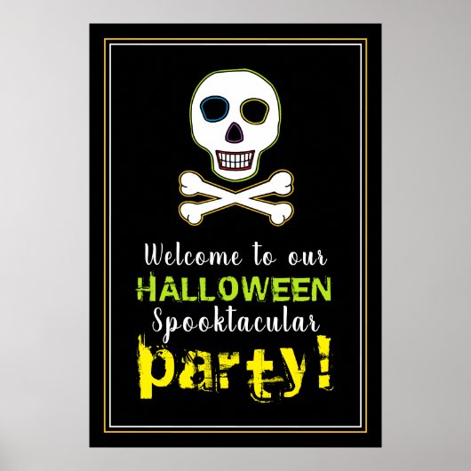 Skull & Botten, Neon Halloween Welcome Sign Poster (Voorkant)
