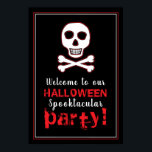 Skull & Botten, Red Halloween Welcome Sign Poster<br><div class="desc">Dit Halloween-welkomstteken is perfect voor iedereen die een Halloween-viering plant. Het ontwerp is voorzien van een ontwerp van schedel en botten en is afgewerkt met de bijbehorende bewerkbare tekst. Dit gotische ontwerp kan worden aangepast aan uw speciale evenement en zal het perfecte decor zijn voor alle Halloween-feesten, inclusief verjaardagsfeestjes, vrijgezellenpartijen...</div>