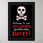 Skull & Botten, Red Halloween Welcome Sign Poster<br><div class="desc">Dit Halloween-welkomstteken is perfect voor iedereen die een Halloween-viering plant. Het ontwerp is voorzien van een ontwerp van schedel en botten en is afgewerkt met de bijbehorende bewerkbare tekst. Dit gotische ontwerp kan worden aangepast aan uw speciale evenement en zal het perfecte decor zijn voor alle Halloween-feesten, inclusief verjaardagsfeestjes, vrijgezellenpartijen...</div>