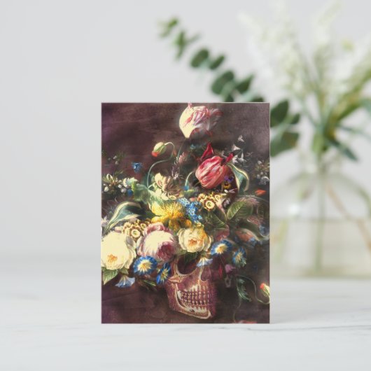 Skull Bouquet Briefkaart (Staand voorkant)