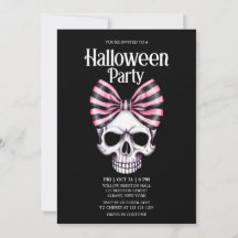 Skull Bow Stripes Roze Horror Halloween Party
