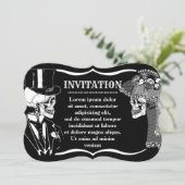 Skull Bride and Groom Invitation Kaart (Staand voorkant)