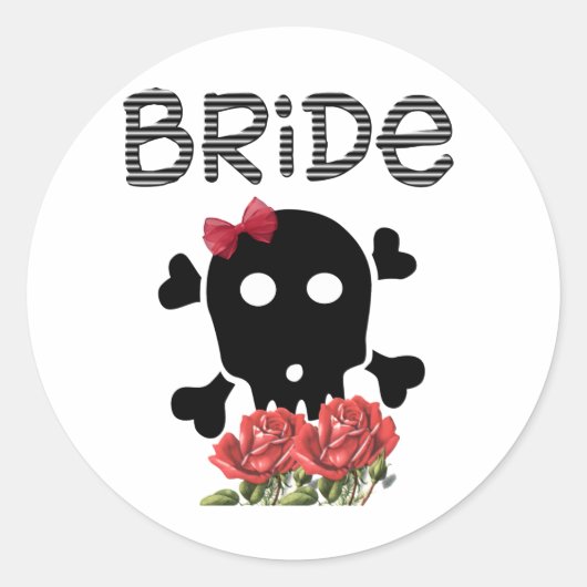 Skull Bride Ronde Sticker (Voorkant)