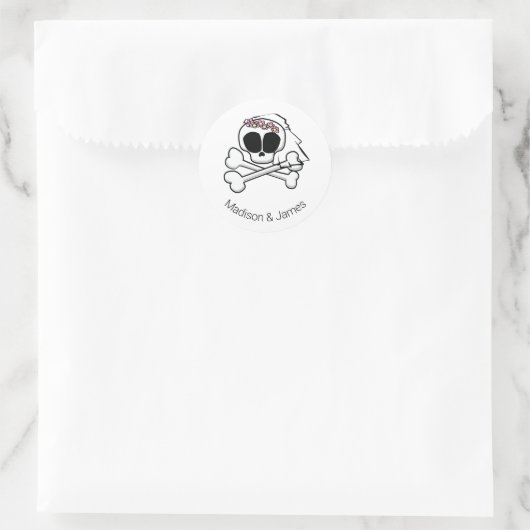 Skull Bride Ronde Sticker (Tas)