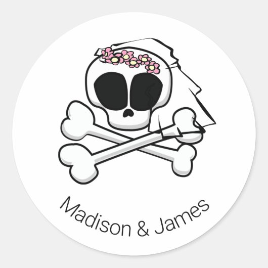 Skull Bride Ronde Sticker (Voorkant)