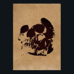 Skull Brown Pop Art Poster<br><div class="desc">Fantasy Art Skull Skeleton Poster Print - Black & Red Heavy Metal Punk Rock College Art</div>