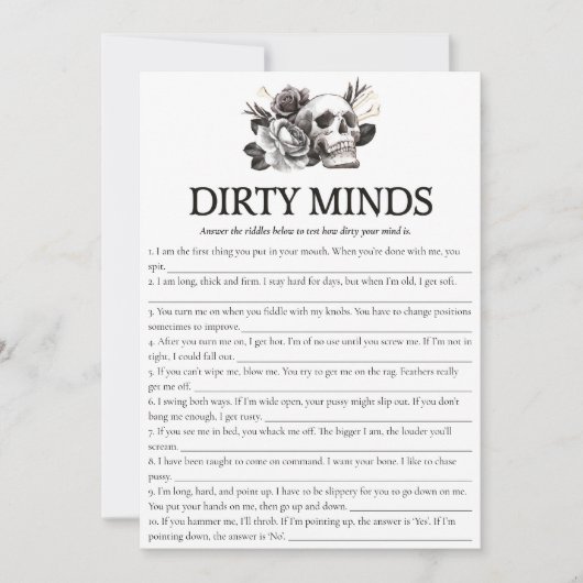 Skull bruid of Die Bachelorette spel Dirty Minds Kaart (Voorkant)