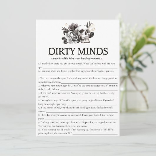 Skull bruid of Die Bachelorette spel Dirty Minds Kaart (Staand voorkant)
