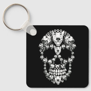 Skull Bull Terrier Skeleton Halloween Costume Scar Sleutelhanger