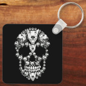 Skull Bull Terrier Skeleton Halloween Costume Scar Sleutelhanger (Achterkant)