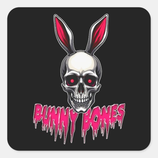 Skull Bunny – Dark Easter Art - Autocolante Vierkante Sticker (Voorkant)
